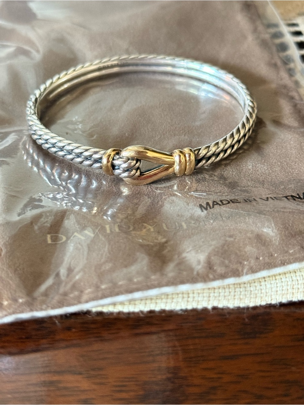 David Yurman Authentic SS & 18k Yellow Gold “Thoroughbred Loop Bracelet. “ 16”mm